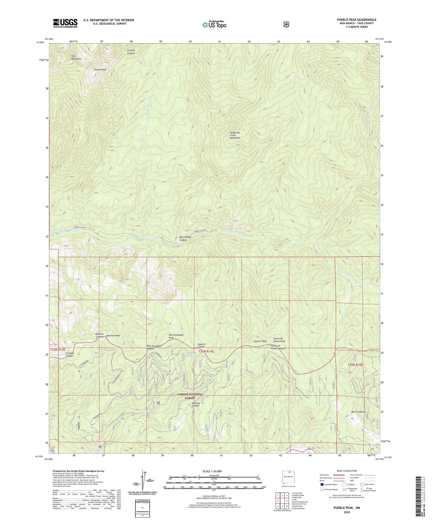 Pueblo Peak New Mexico US Topo Map Image