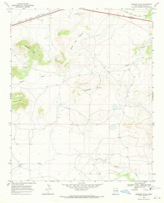 Classic USGS Quemado Hills New Mexico 7.5'x7.5' Topo Map Image