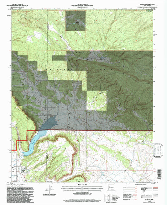 Classic USGS Ramah New Mexico 7.5'x7.5' Topo Map Image