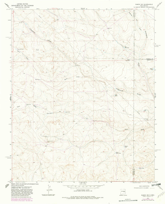 Classic USGS Ramon SW New Mexico 7.5'x7.5' Topo Map Image