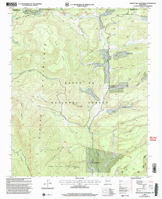 Classic USGS Rancho del Chaparral New Mexico 7.5'x7.5' Topo Map Image