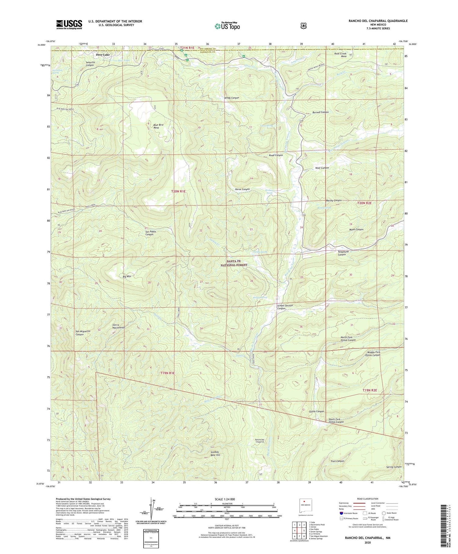 Rancho del Chaparral New Mexico US Topo Map Image