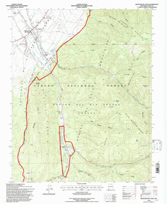 Classic USGS Ranchos De Taos New Mexico 7.5'x7.5' Topo Map Image