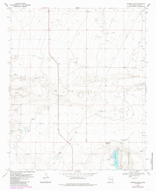 Classic USGS Ranger Lake New Mexico 7.5'x7.5' Topo Map Image