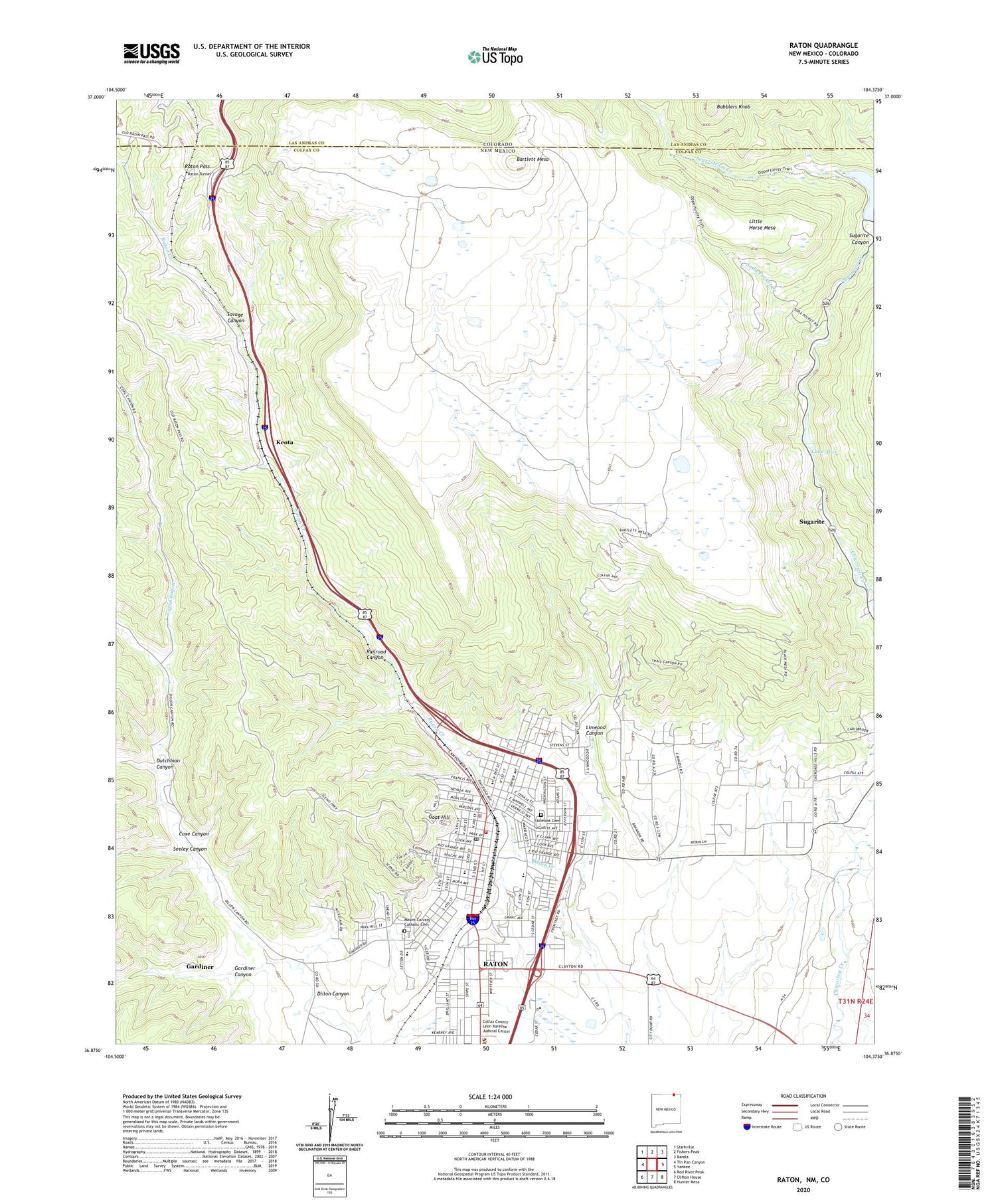 Raton New Mexico US Topo Map Image