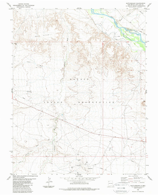 Classic USGS Rattlesnake New Mexico 7.5'x7.5' Topo Map Image
