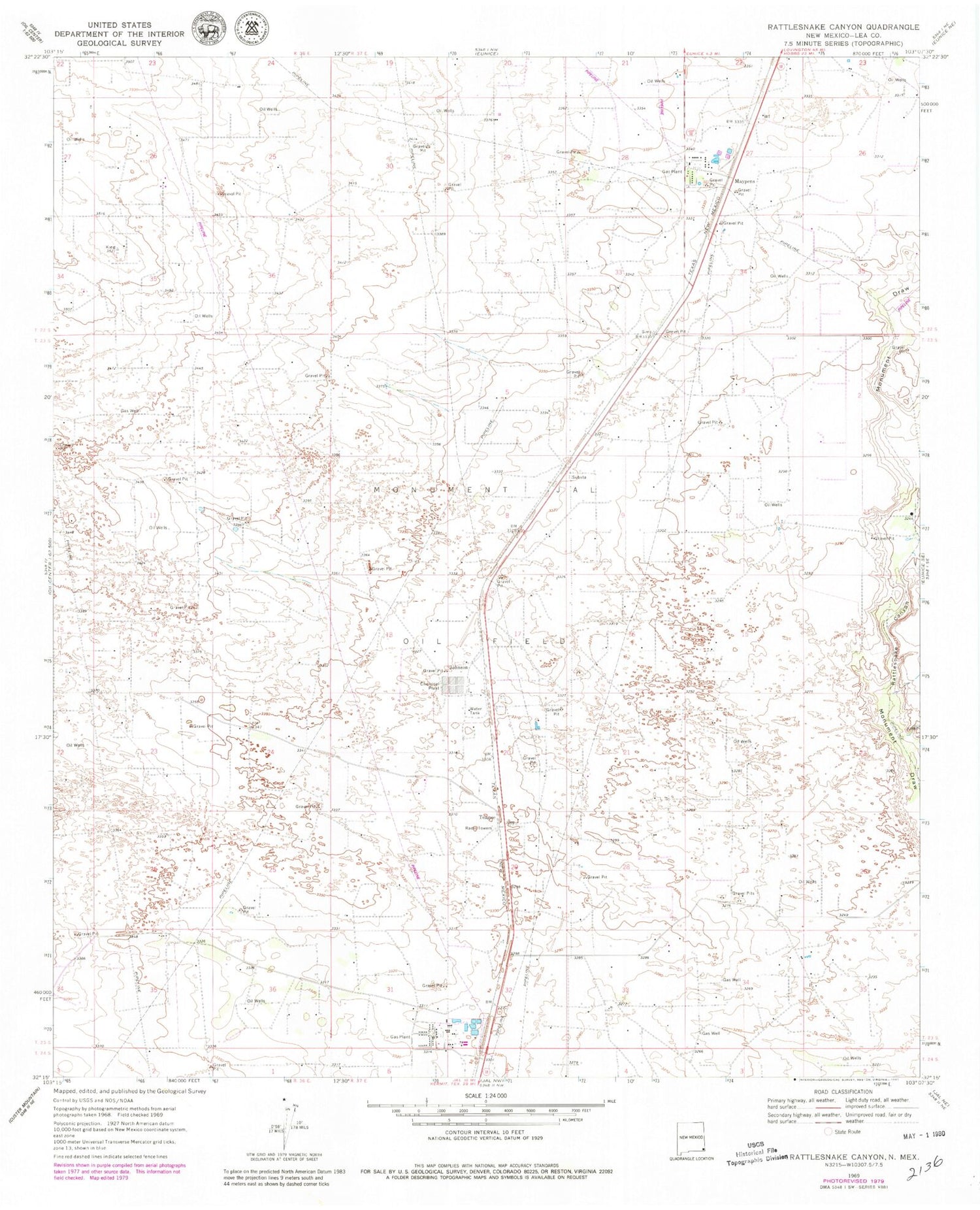 Classic USGS Rattlesnake Canyon New Mexico 7.5'x7.5' Topo Map Image