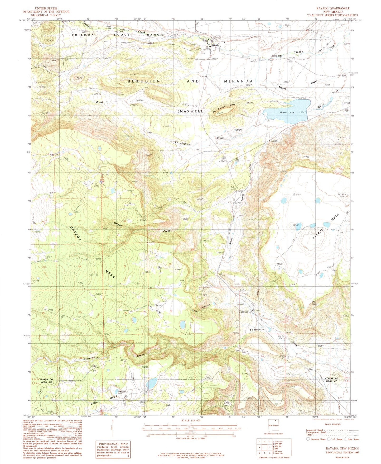 Classic USGS Rayado New Mexico 7.5'x7.5' Topo Map Image