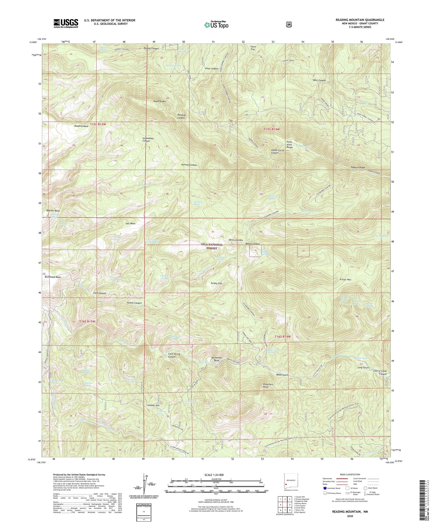 Reading Mountain New Mexico US Topo Map Image