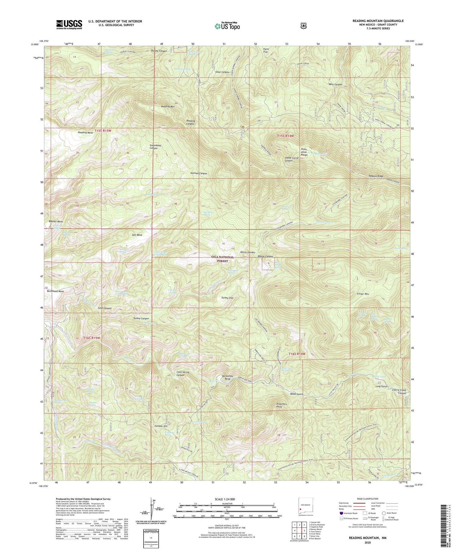 Reading Mountain New Mexico US Topo Map Image
