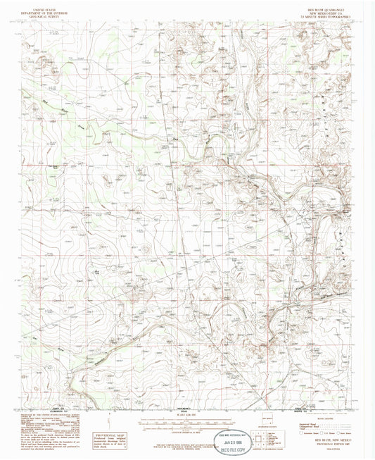 Classic USGS Red Bluff New Mexico 7.5'x7.5' Topo Map Image
