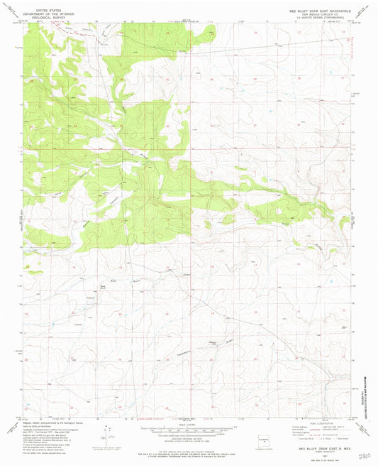 Classic USGS Red Bluff Draw East New Mexico 7.5'x7.5' Topo Map Image