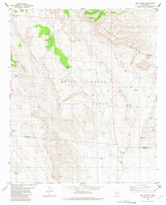 Classic USGS Red Canyon New Mexico 7.5'x7.5' Topo Map Image