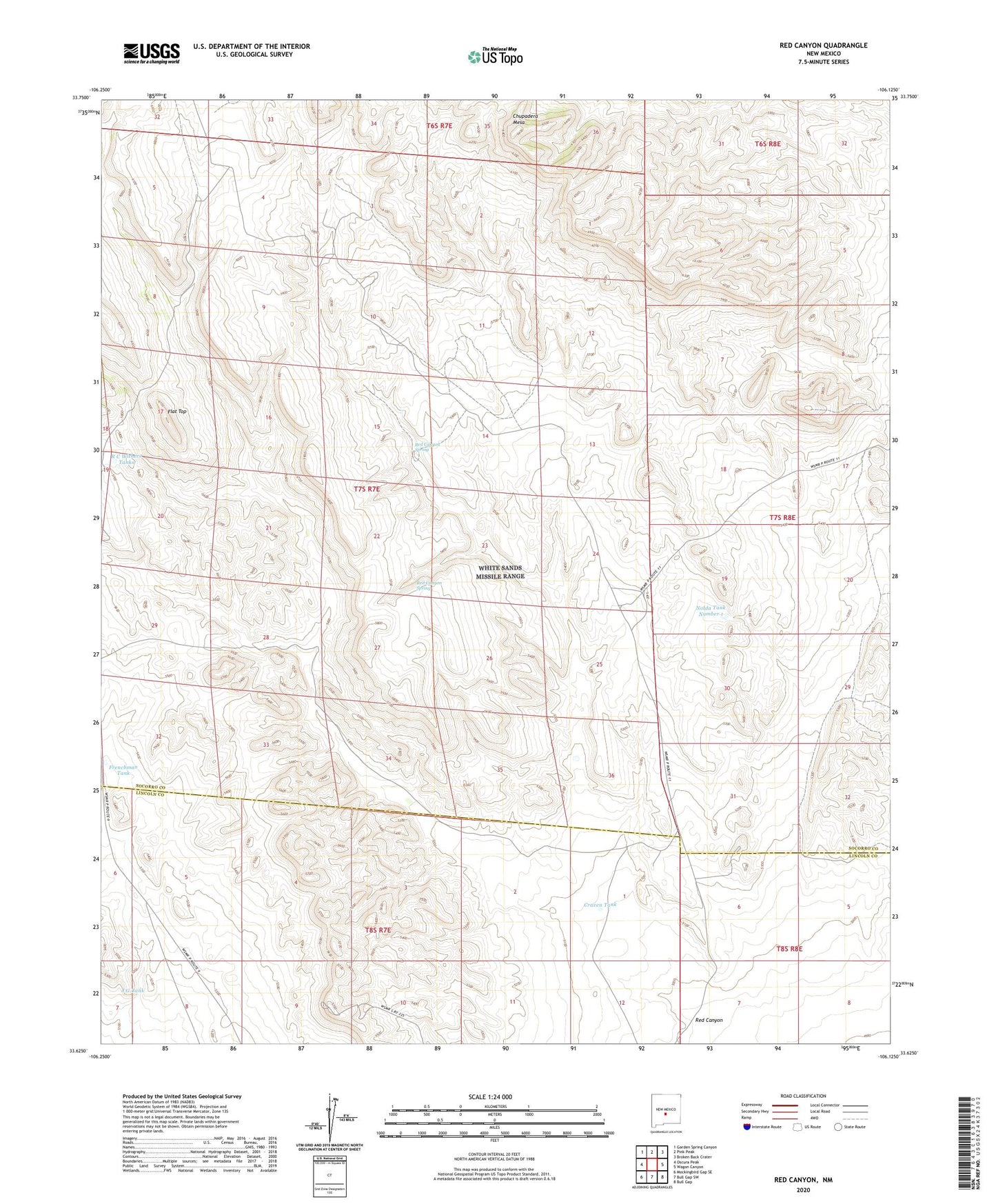 Red Canyon New Mexico US Topo Map Image