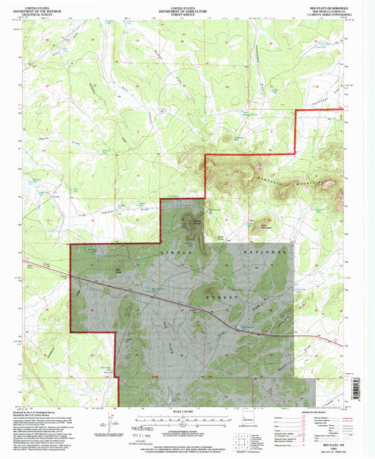 Classic USGS Red Flats New Mexico 7.5'x7.5' Topo Map Image