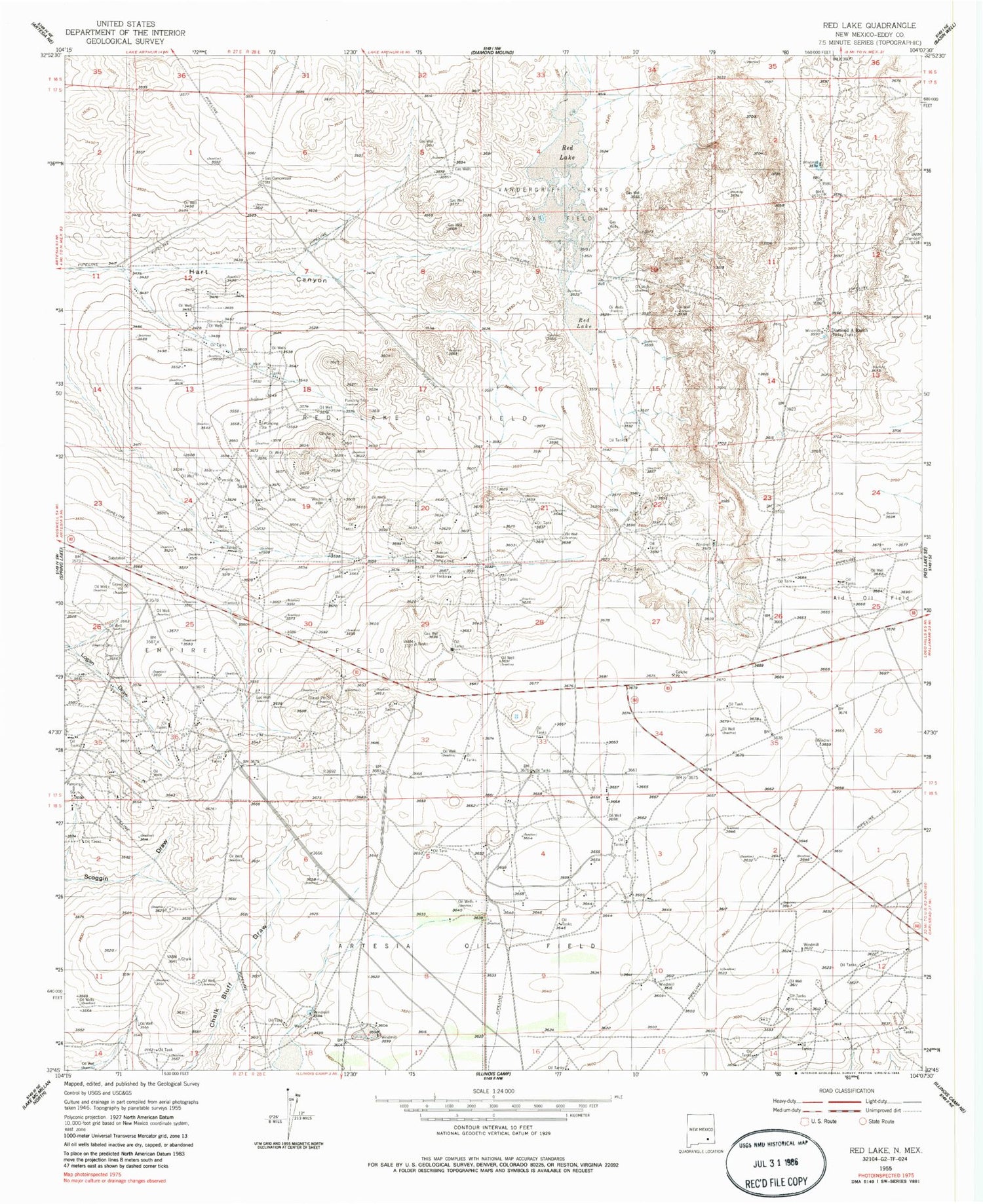 Classic USGS Red Lake New Mexico 7.5'x7.5' Topo Map Image