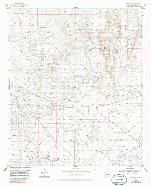 Classic USGS Red Lake New Mexico 7.5'x7.5' Topo Map Image