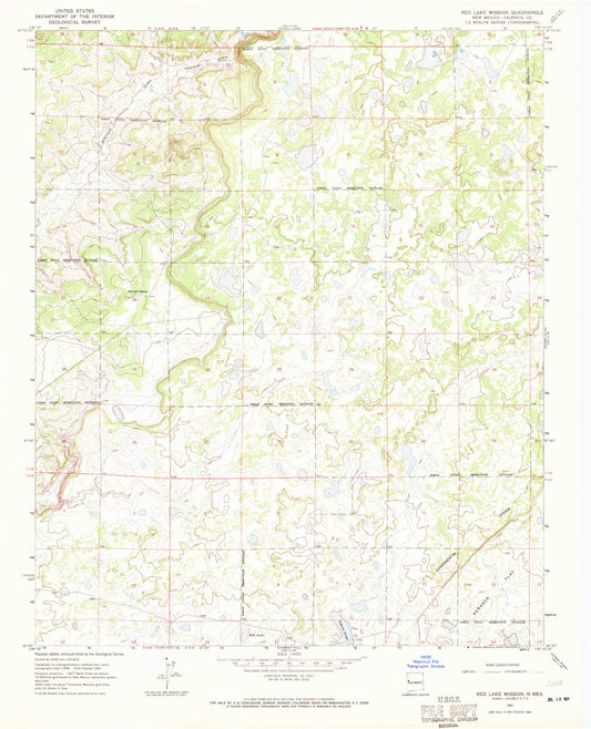 Classic USGS Red Lake Mission New Mexico 7.5'x7.5' Topo Map Image