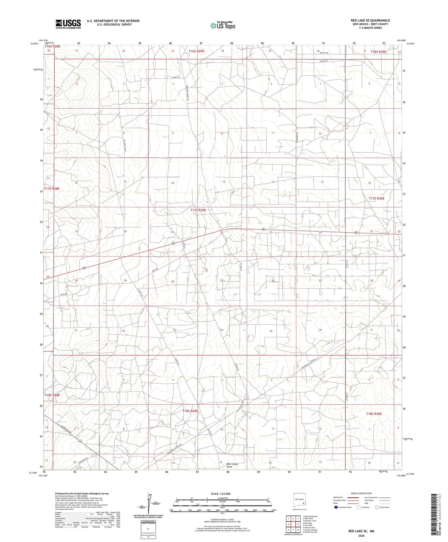 Red Lake SE New Mexico US Topo Map Image