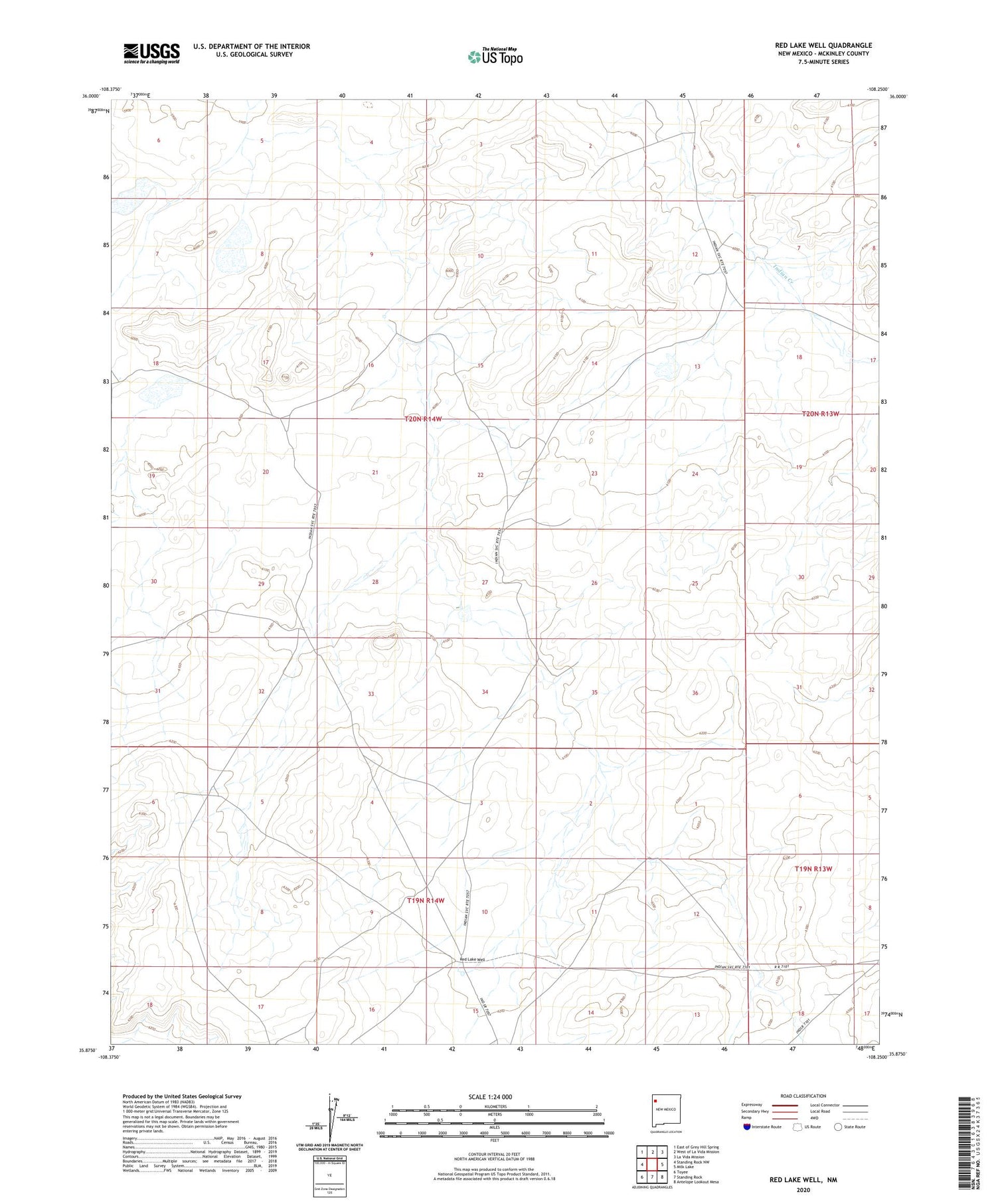 Red Lake Well New Mexico US Topo Map Image
