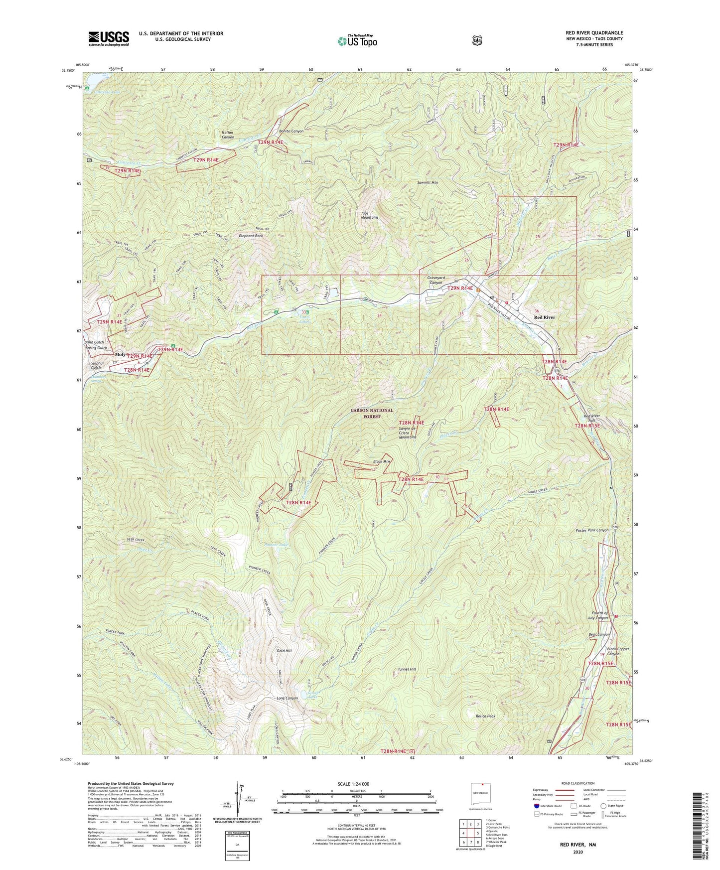 Red River New Mexico US Topo Map Image