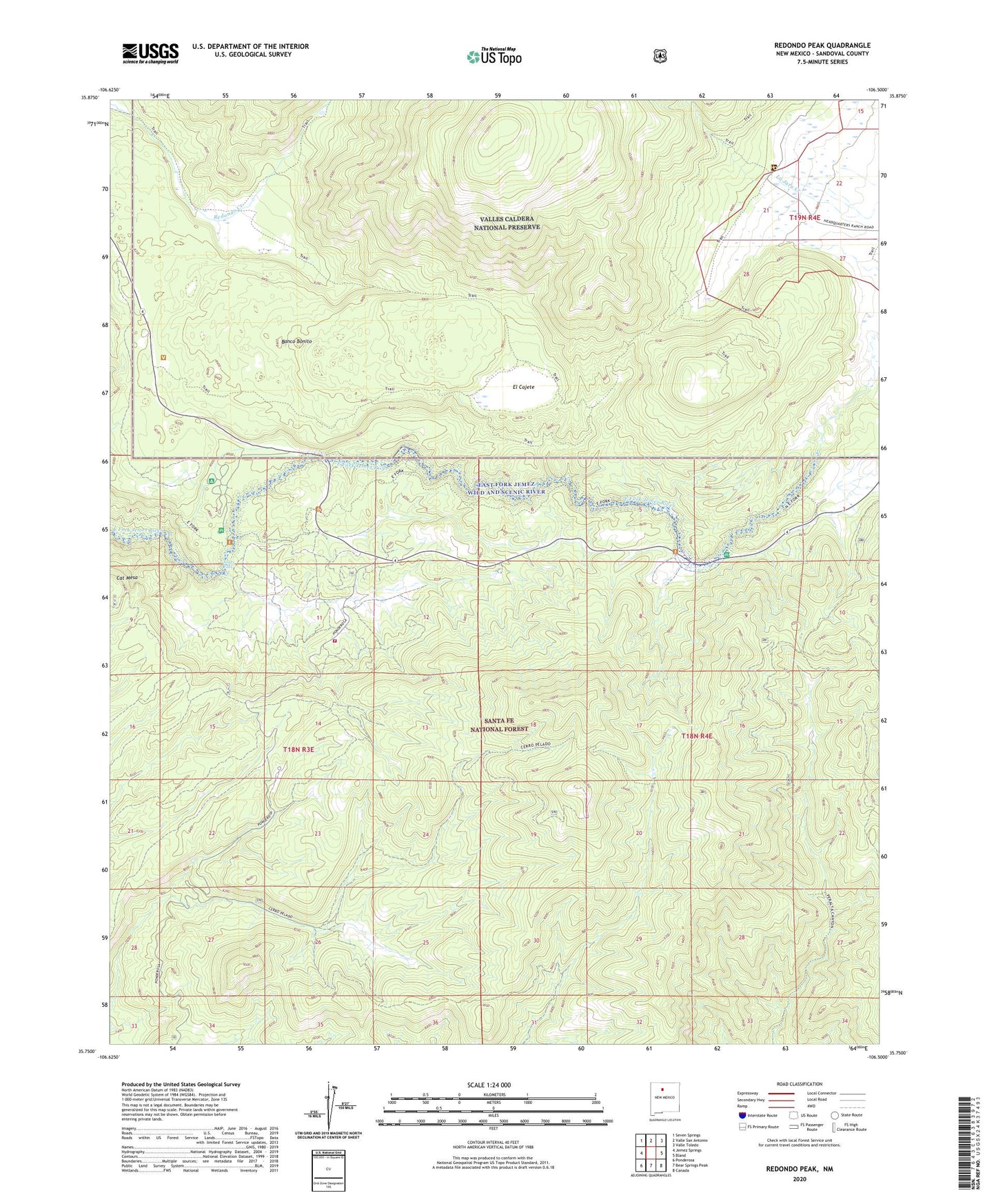 Redondo Peak New Mexico US Topo Map Image
