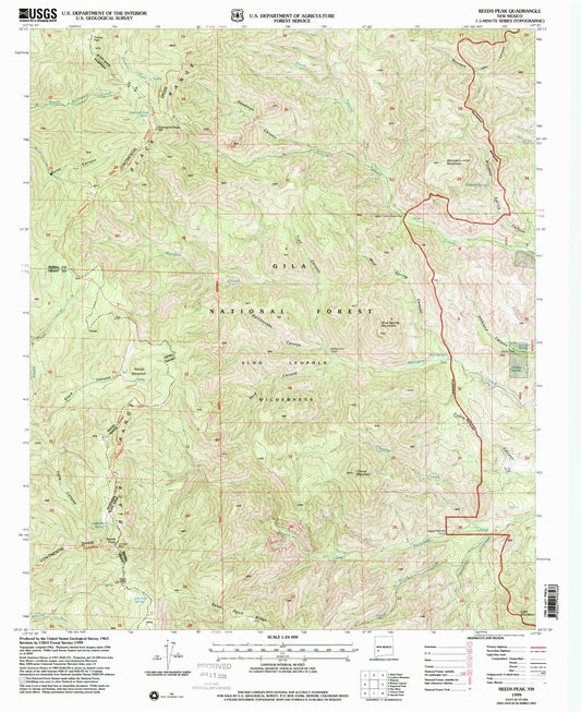 Classic USGS Reeds Peak New Mexico 7.5'x7.5' Topo Map Image