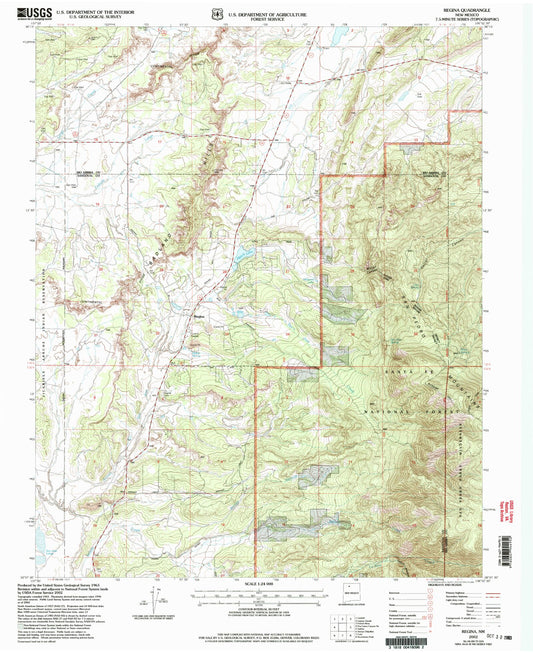 Classic USGS Regina New Mexico 7.5'x7.5' Topo Map Image