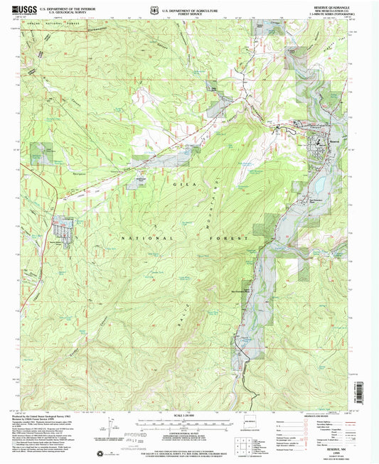 Classic USGS Reserve New Mexico 7.5'x7.5' Topo Map Image