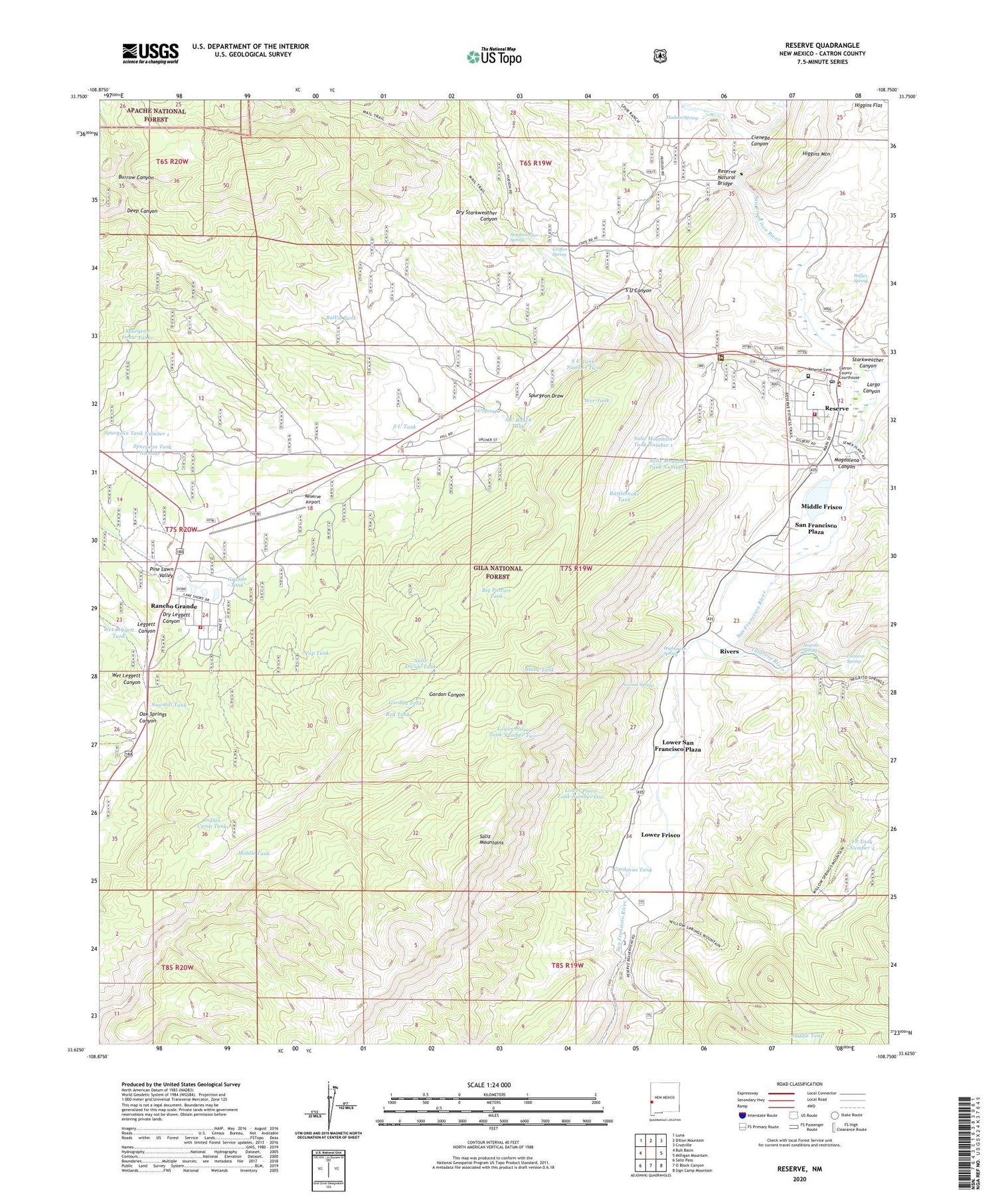 Reserve New Mexico US Topo Map Image