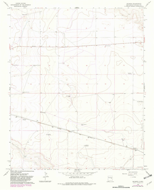 Classic USGS Ricardo New Mexico 7.5'x7.5' Topo Map Image