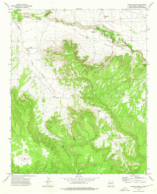 Classic USGS Rincon Hondo New Mexico 7.5'x7.5' Topo Map Image