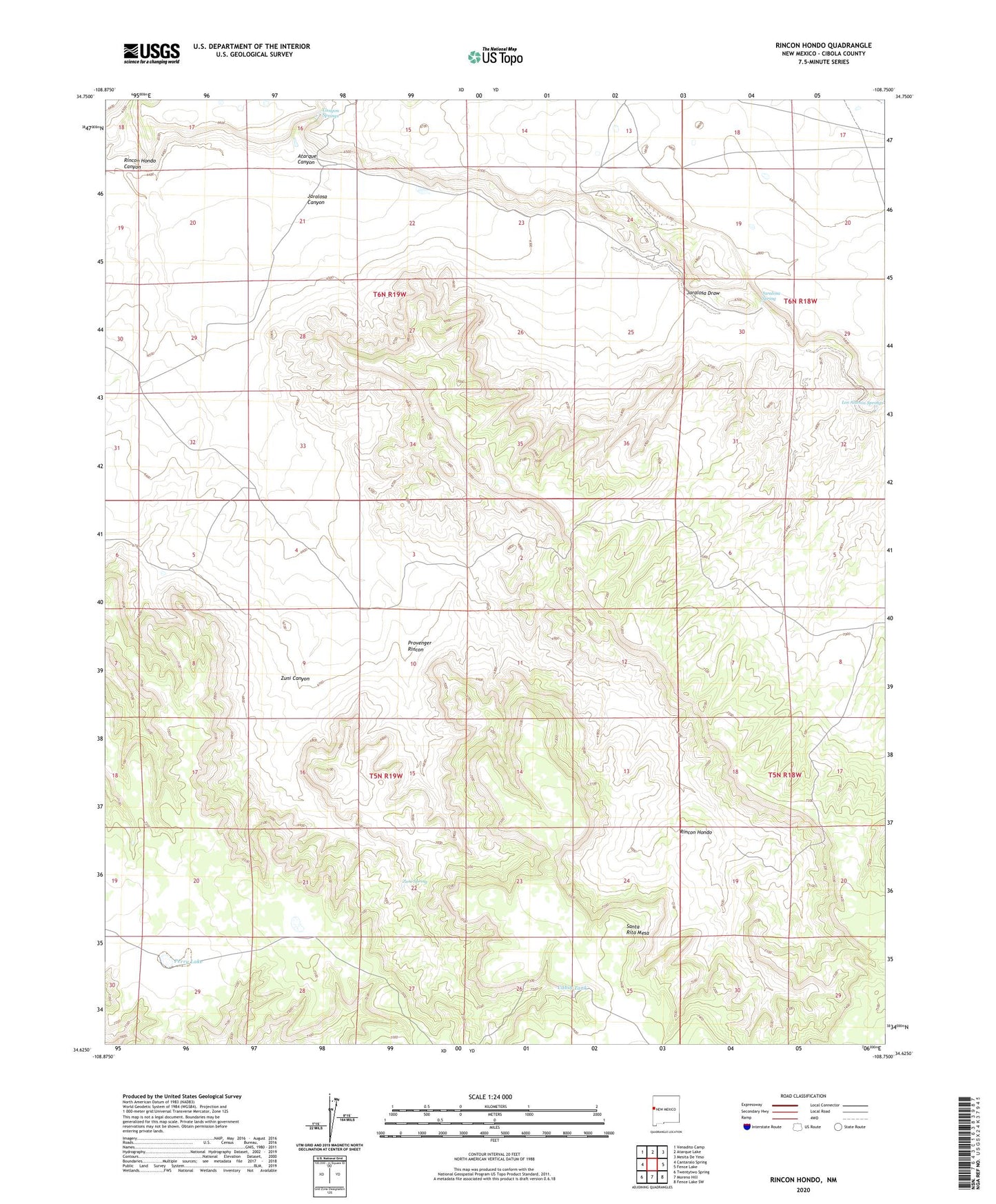 Rincon Hondo New Mexico US Topo Map Image