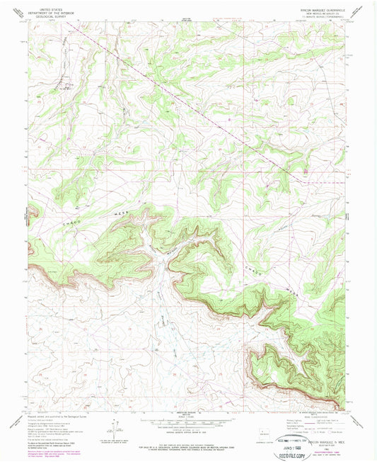 Classic USGS Rincon Marquez New Mexico 7.5'x7.5' Topo Map Image