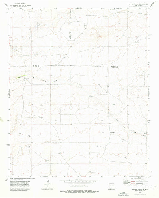 Classic USGS Rippee Ranch New Mexico 7.5'x7.5' Topo Map Image