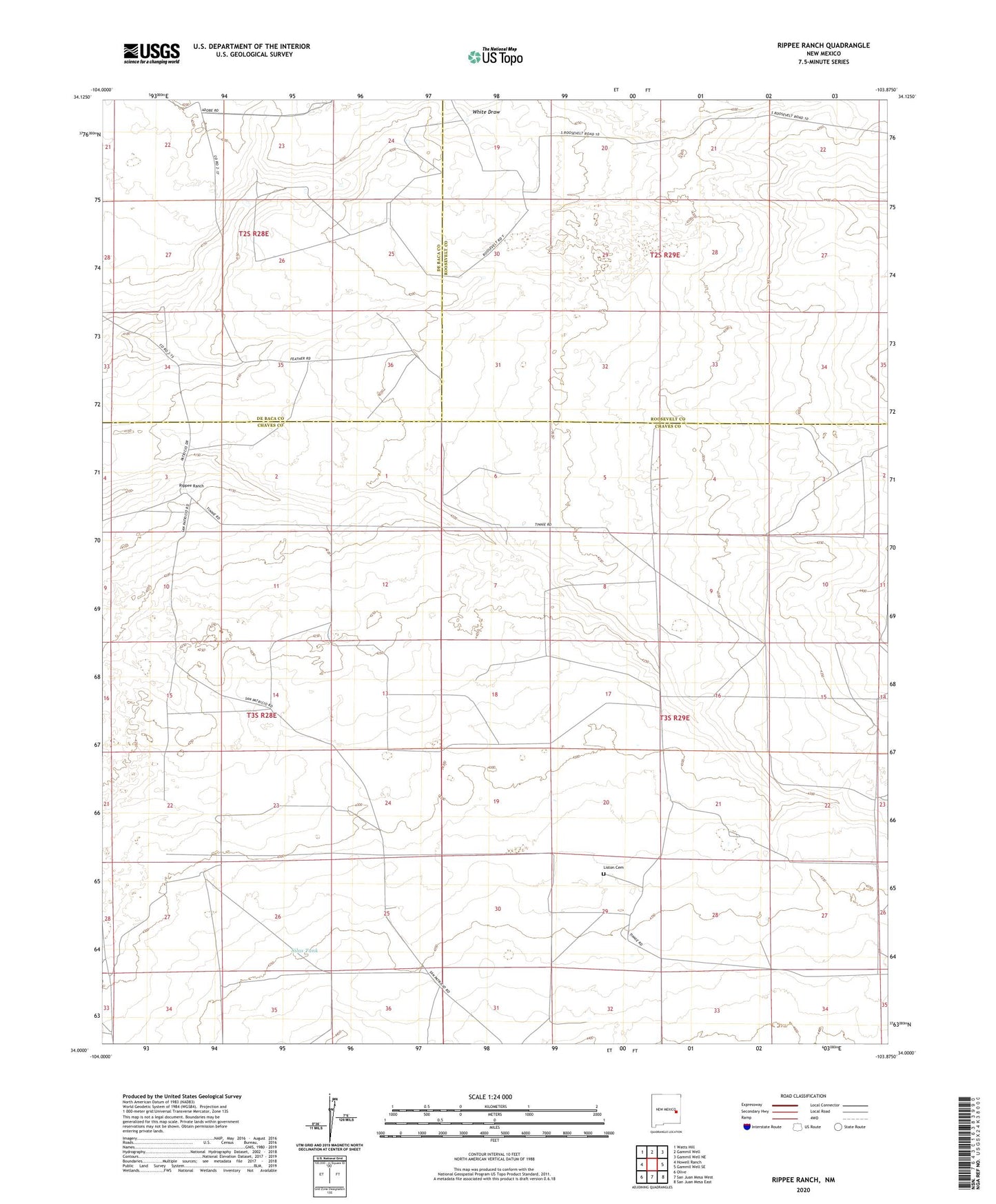 Rippee Ranch New Mexico US Topo Map Image