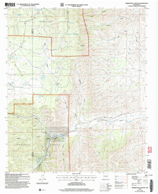 Classic USGS Robertson Canyon New Mexico 7.5'x7.5' Topo Map Image