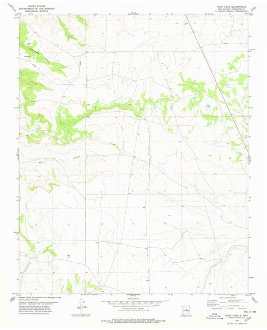 Classic USGS Rock Lake New Mexico 7.5'x7.5' Topo Map Image