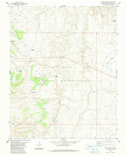 Classic USGS Rocky Point New Mexico 7.5'x7.5' Topo Map Image