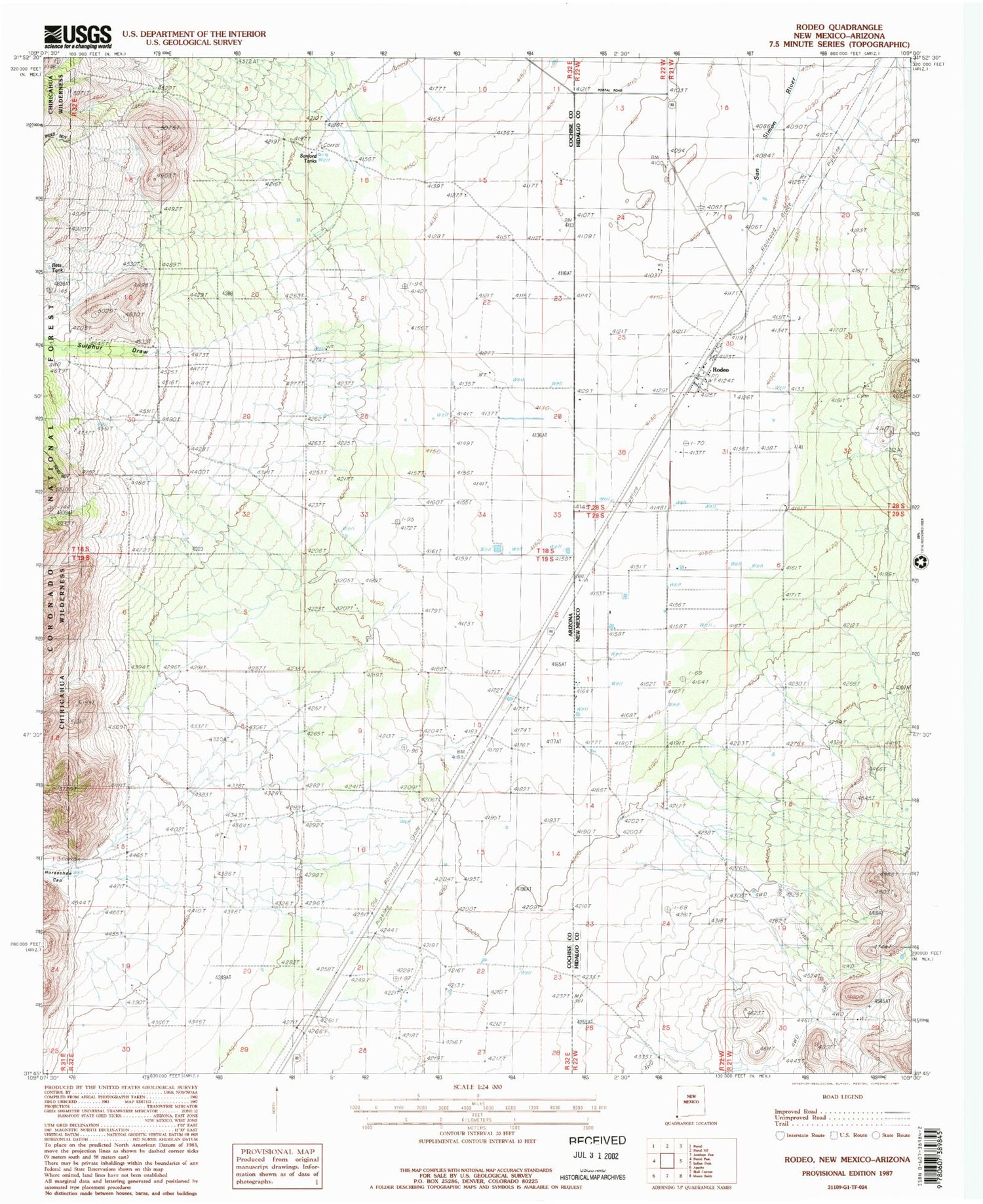 Classic USGS Rodeo New Mexico 7.5'x7.5' Topo Map Image