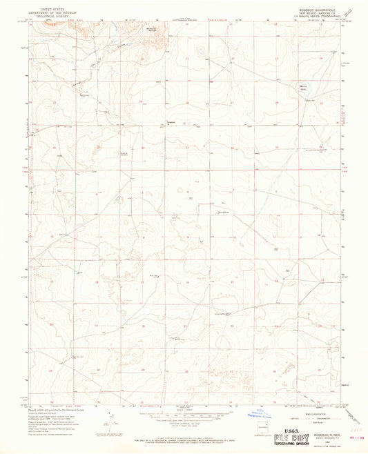 Classic USGS Rosebud New Mexico 7.5'x7.5' Topo Map Image