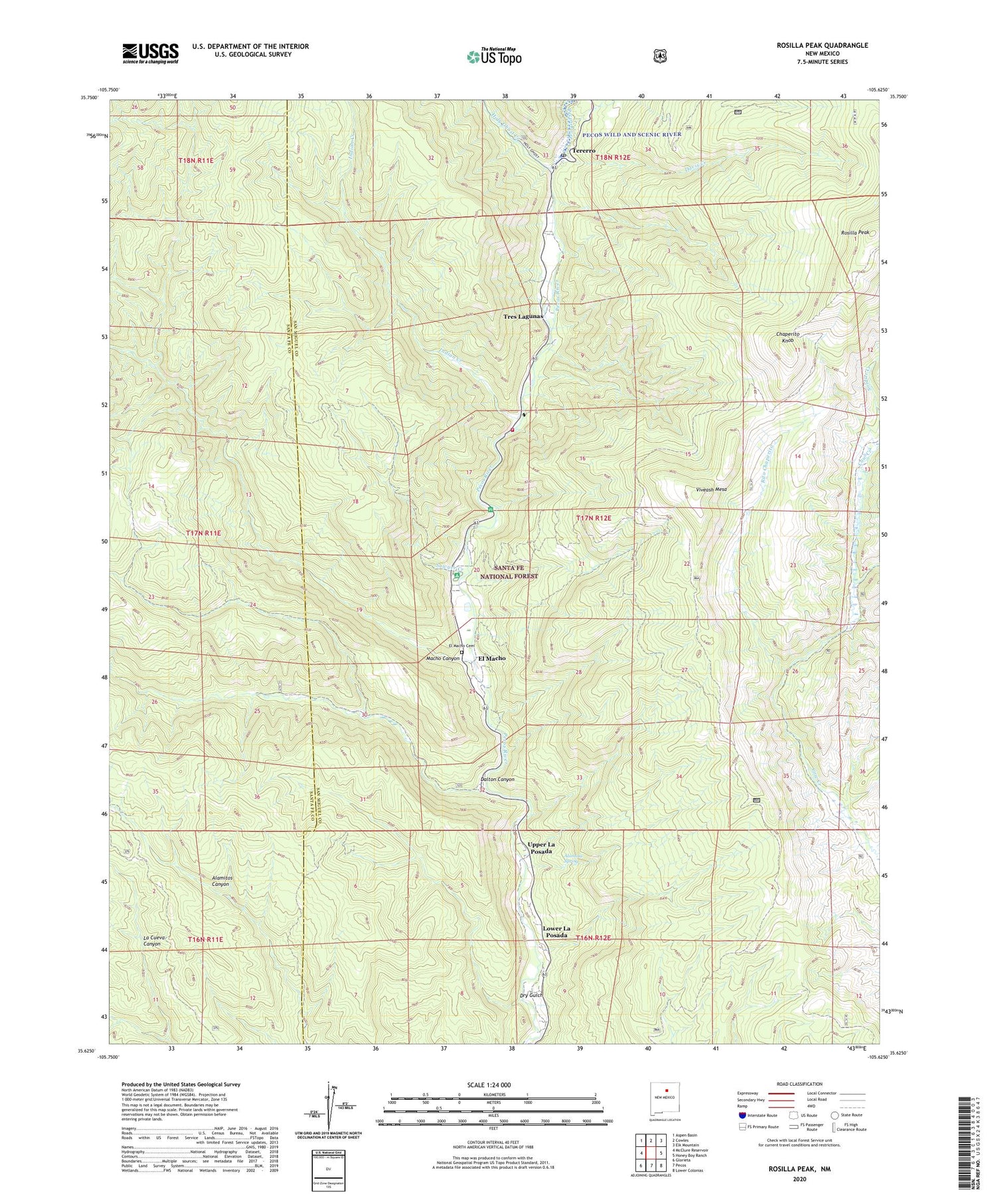 Rosilla Peak New Mexico US Topo Map Image