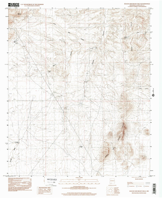 Classic USGS Rough and Ready Hills New Mexico 7.5'x7.5' Topo Map Image