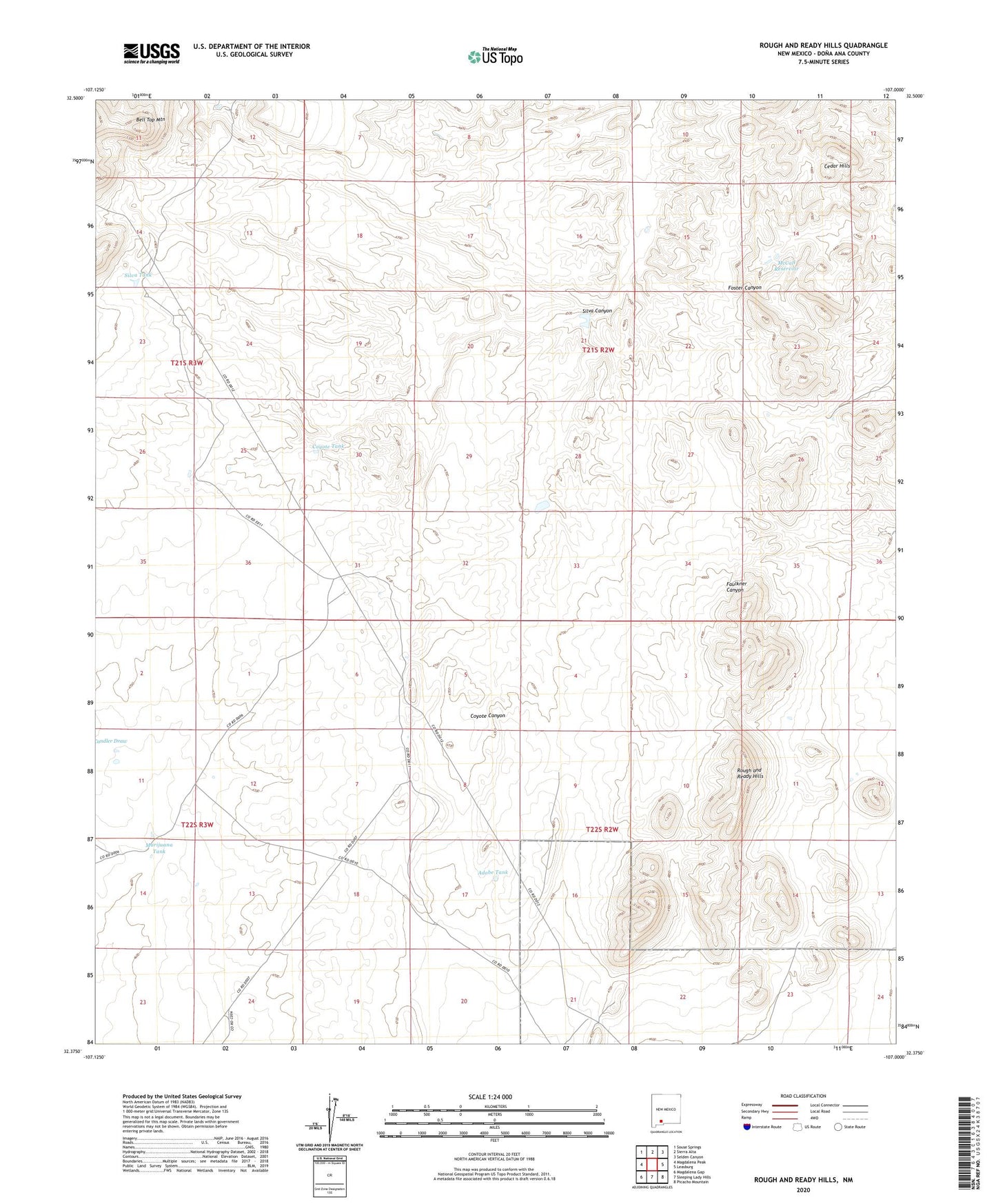 Rough and Ready Hills New Mexico US Topo Map Image