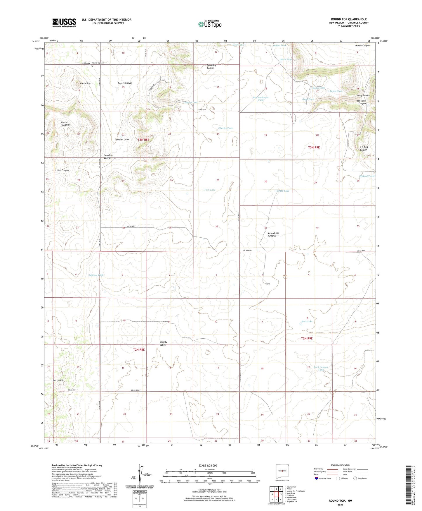 Round Top New Mexico US Topo Map Image