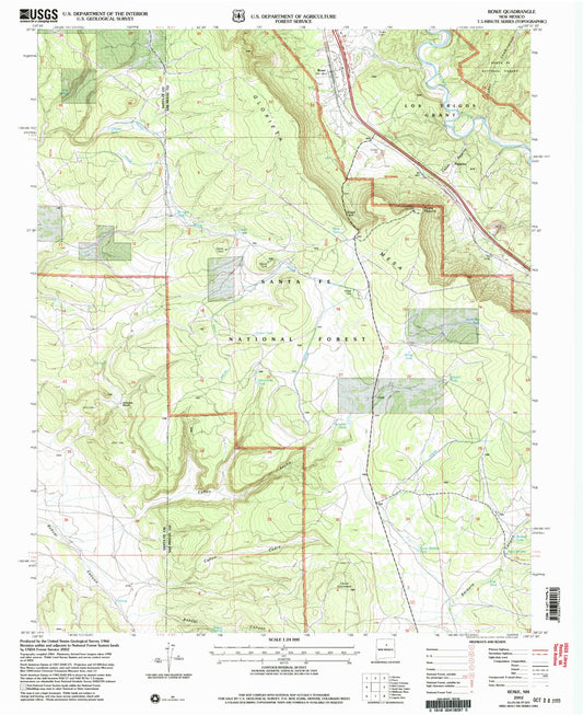 Classic USGS Rowe New Mexico 7.5'x7.5' Topo Map Image