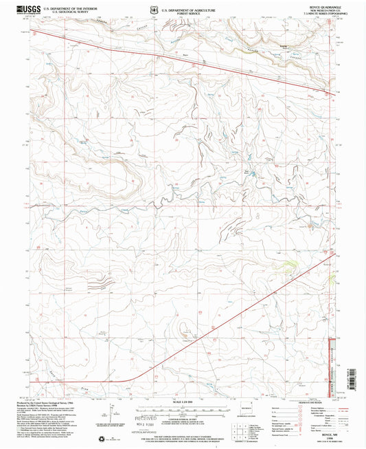 Classic USGS Royce New Mexico 7.5'x7.5' Topo Map Image