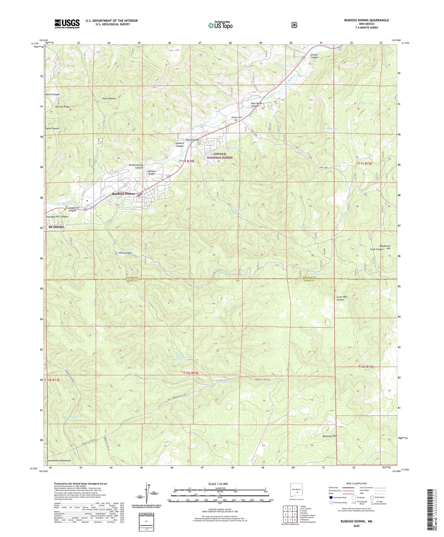 Ruidoso Downs New Mexico US Topo Map Image