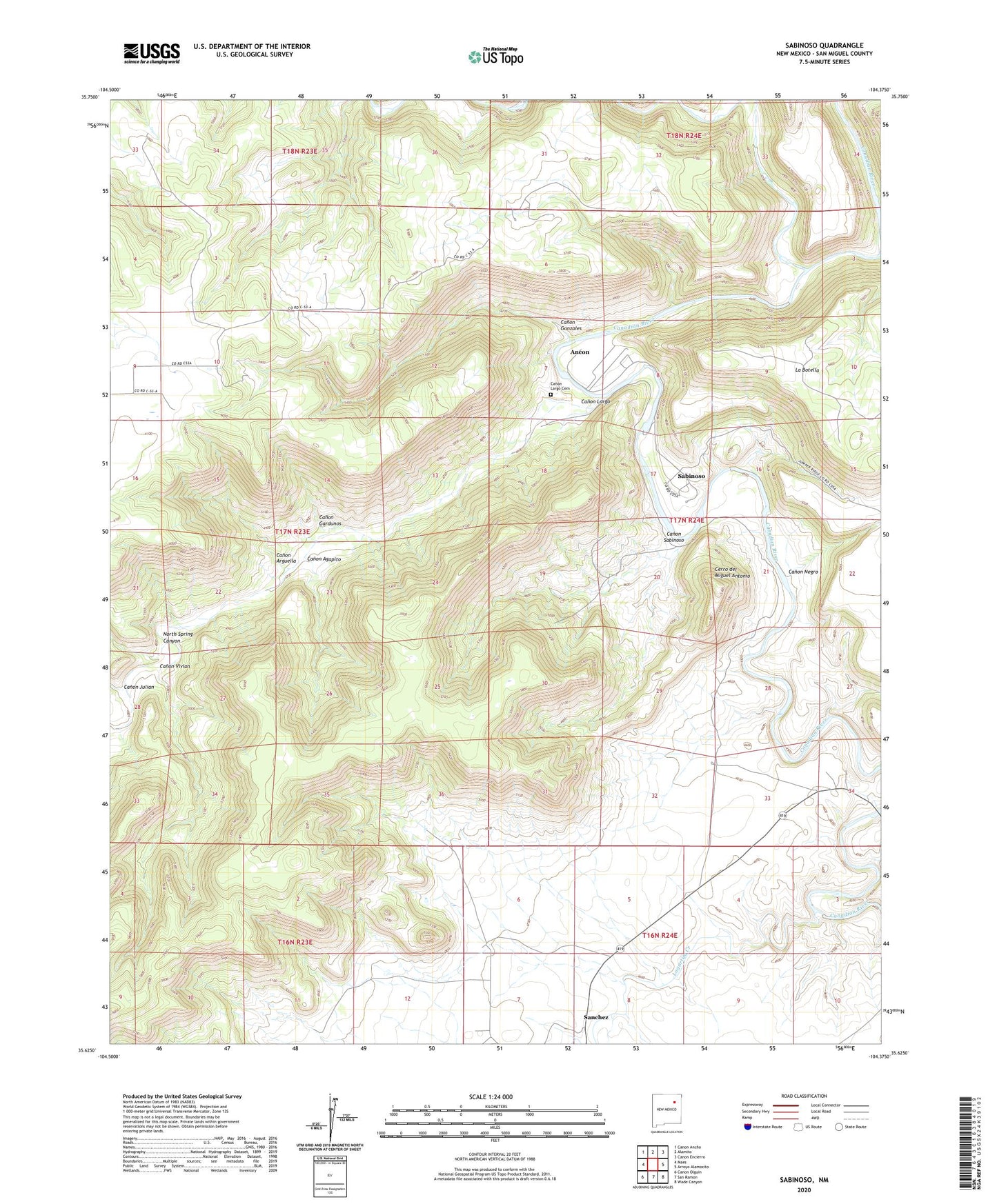 Sabinoso New Mexico US Topo Map Image