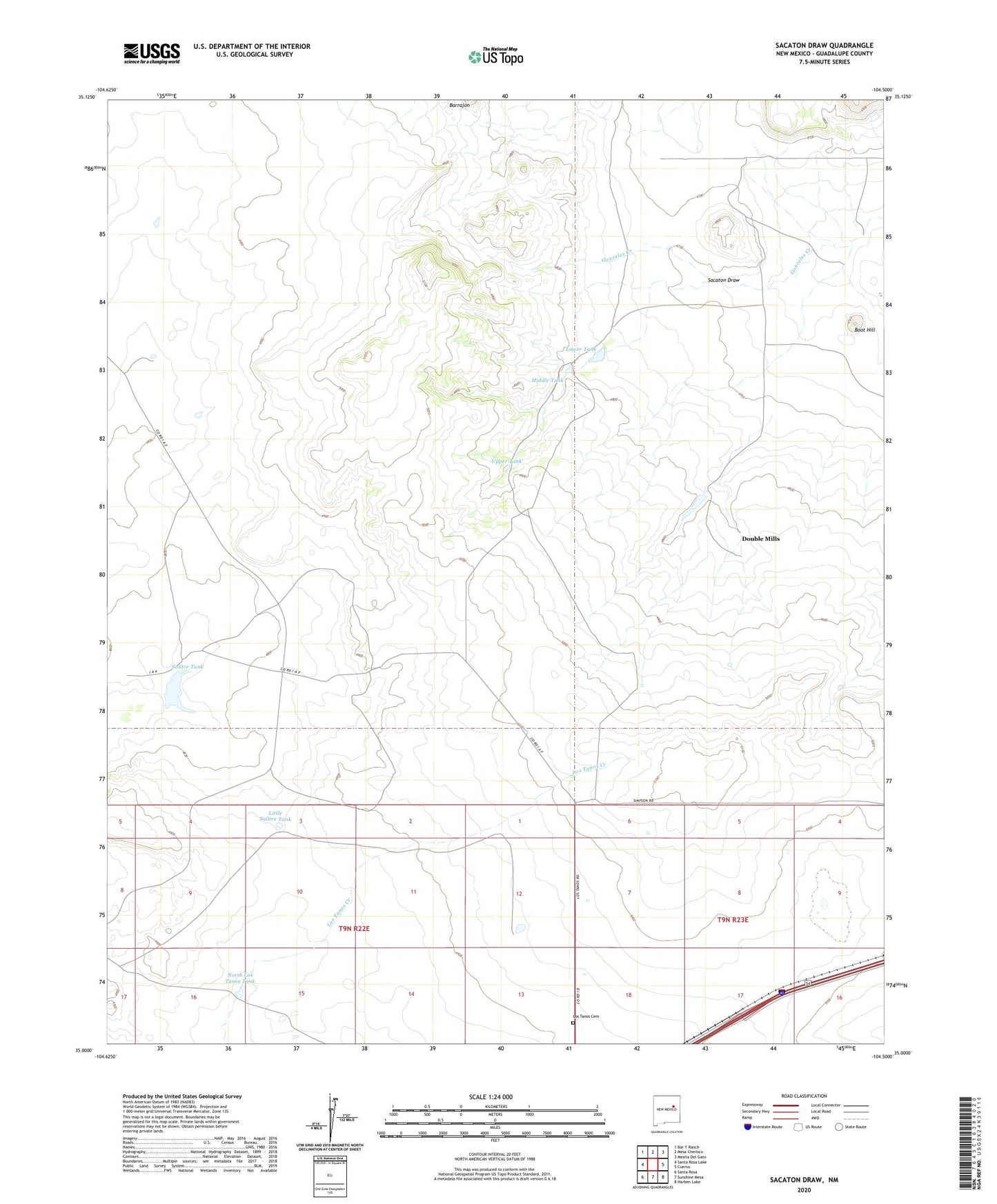 Sacaton Draw New Mexico US Topo Map Image